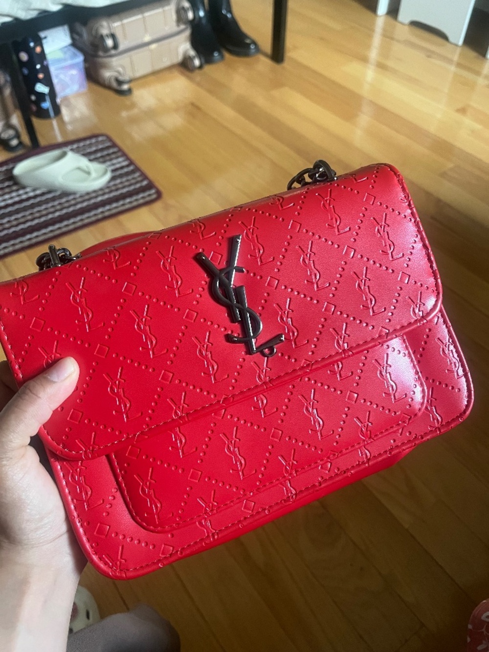Authentic YSL Red Leather Shoulder Bag – Excellent Condition
